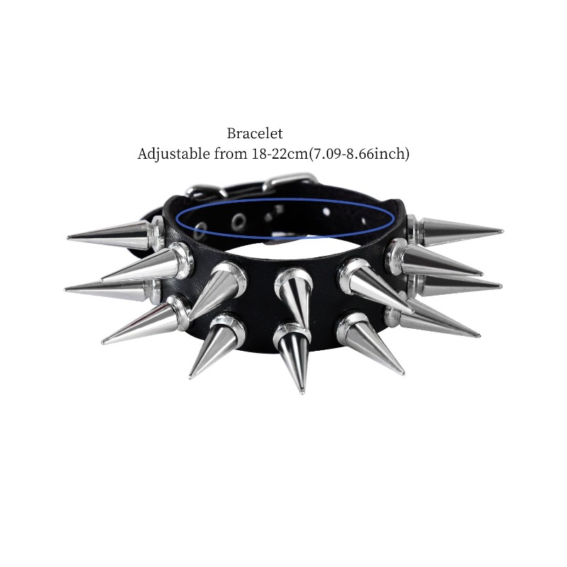 2pcs Gothic Punk Rock Studded Wristband, Teenager Style